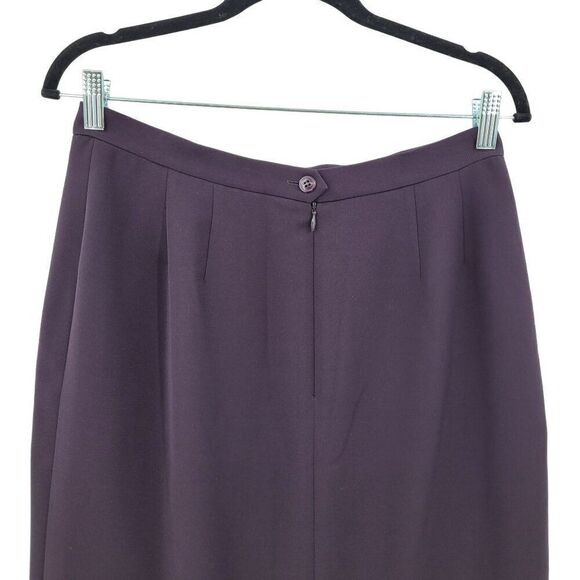 Vintage 80s Petite Skirt 10 Purple Pleated Ruffle Pink‎ Trim Trumpet Career Work - Picture 8 of 10